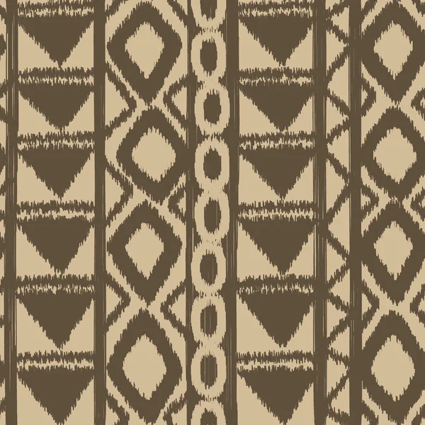 Ikat Seamless Pattern African Tribal Embroidery Fondo Abstracto Color Marrón — Vector de stock