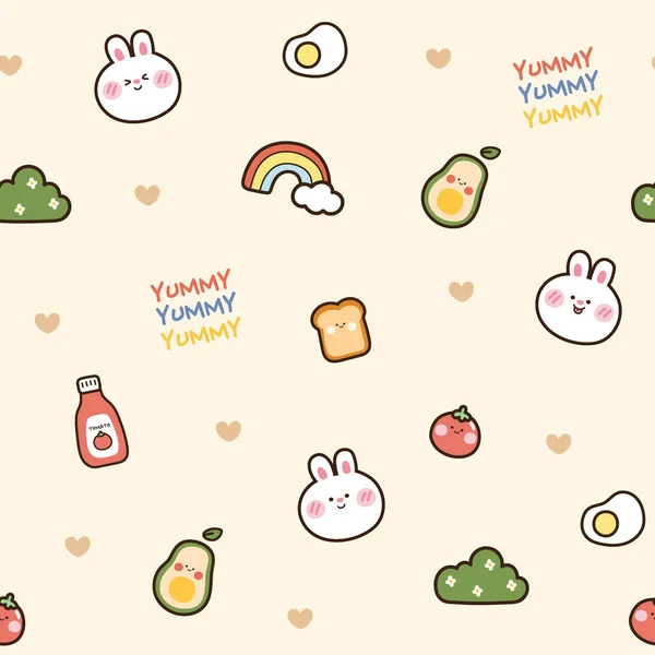 Seamless Pattern Cute Rabbit Repeating Wallpaper Animal Background Vector Illustration — Stock Vector