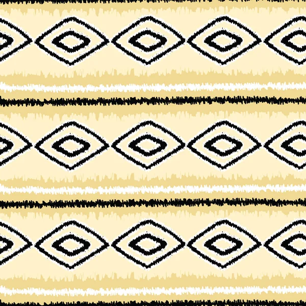 Nahtloses Muster Quadratischer Form Auf Gelbem Hintergrund Stickerei Tribal Hand — Stockvektor