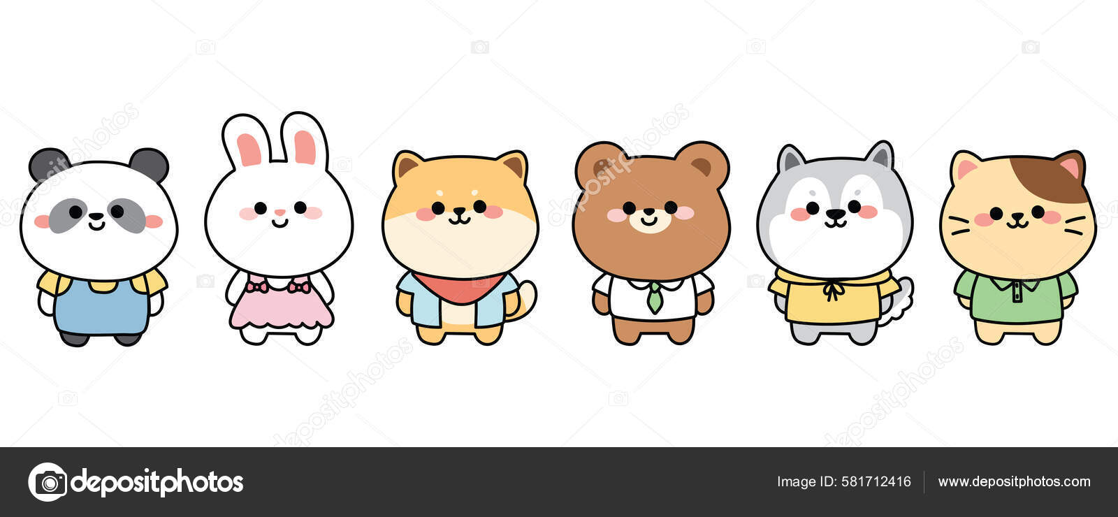 Kawaii Stickers Small Cartoon Rabbit Cat Bear Dog Pet Animal Cakes