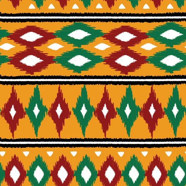 Ikat Seamless Patrón Bordado Étnico Diseño Gráfico Abstracto Saree Fondo — Vector de stock