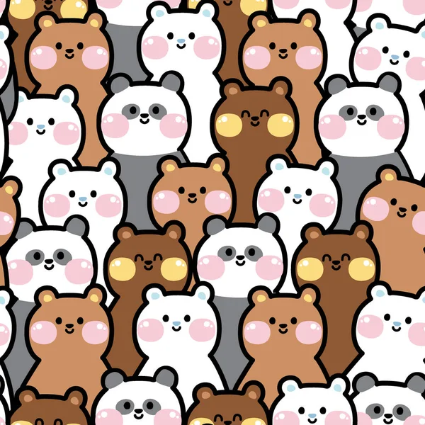 Wiederholung Nahtloses Muster Von Niedlichen Teddybär Background Animal Charakter Cartoon — Stockvektor