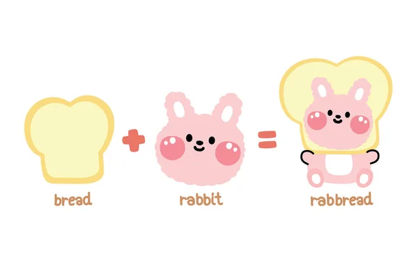 Roztomilý Chléb Kresbou Králičí Karikatury Zvířecí Charakter Design Obrázek Pro — Stockový vektor