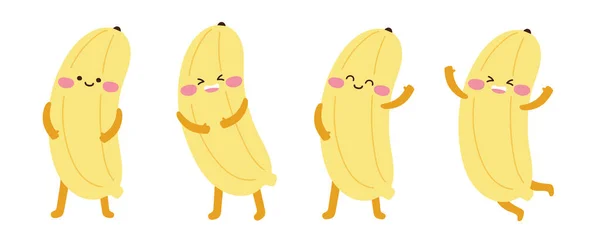 Συλλογή Έννοιας Φρούτων Σετ Από Χαριτωμένο Χέρι Καρτούν Μπανάνα Που — Διανυσματικό Αρχείο