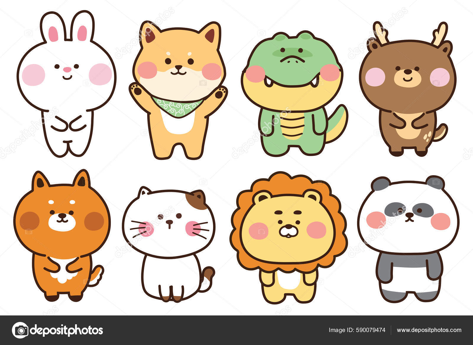 Set Cute Animals White Background Hand Drawn Characters Graphic Design Stock Vector Image by ©ma_nud_sen #590079474 Set Cute Animals White Background Hand Drawn Characters Graphic Design Stock Vector Image by ©ma_nud_sen #590079474