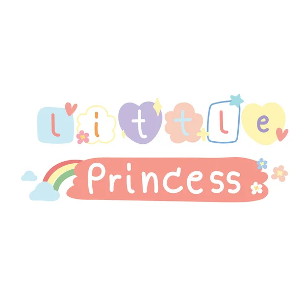 Little Princess Cute Word Cartoon Design Message Hand Drawn Pastel — Vetor de Stock