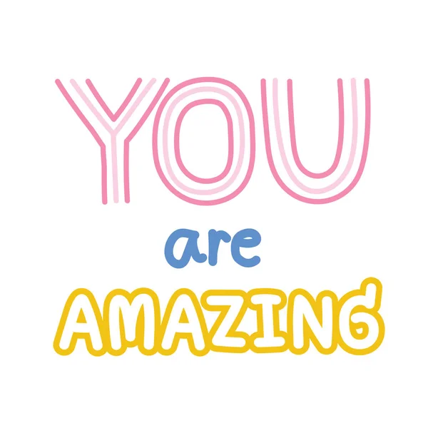 You Amazing Font Design White Background Text Cartoon Message Hand — Stock Vector