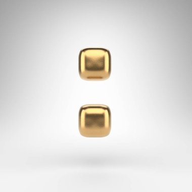 Beyaz arka planda kolon sembolü. Parlak metal desenli altın 3D tabela.