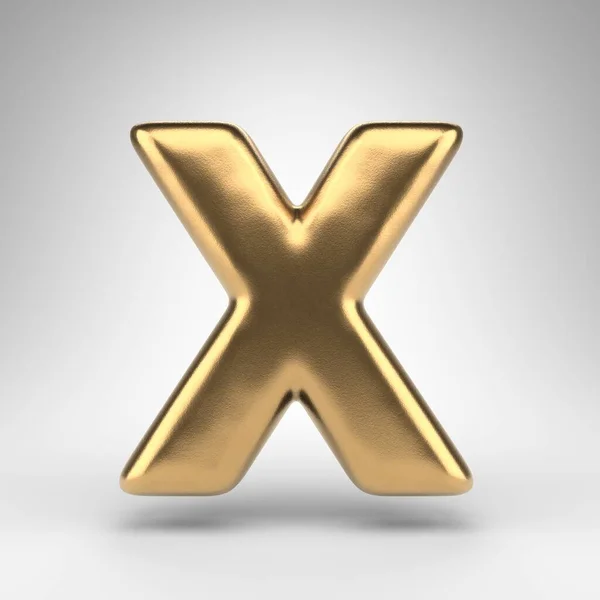 白底字母X大写字母.带有光泽金属纹理的金色3D字母. — 图库照片