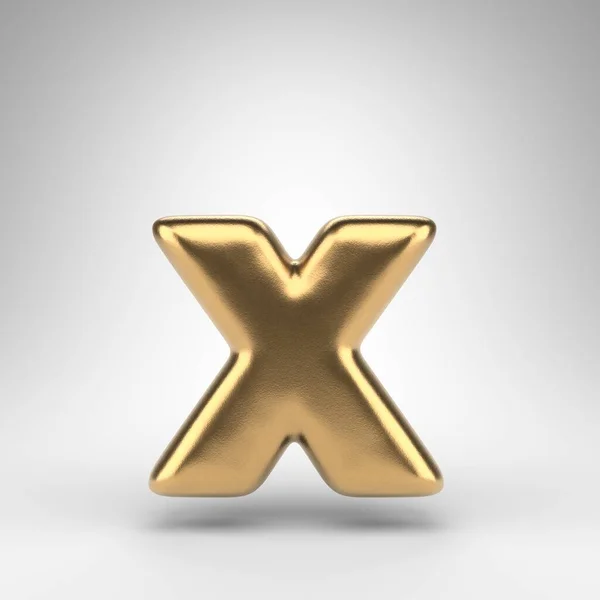 Letra X minúscula sobre fondo blanco. Carta 3D dorada con textura de metal brillante. — Foto de Stock