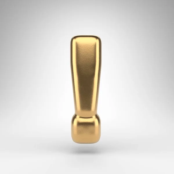 Exclamation point symbol on white background. Golden 3D sign with gloss metal texture. — Stockfoto