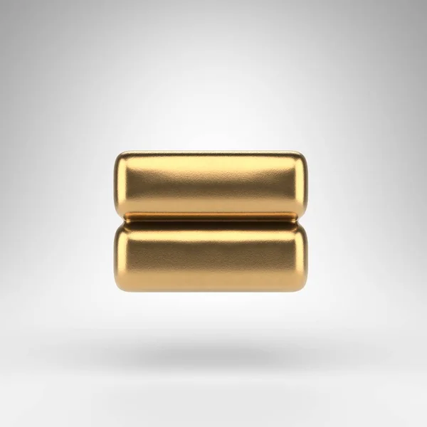 É igual a símbolo no fundo branco. Sinal 3D dourado com textura metálica brilhante. — Fotografia de Stock