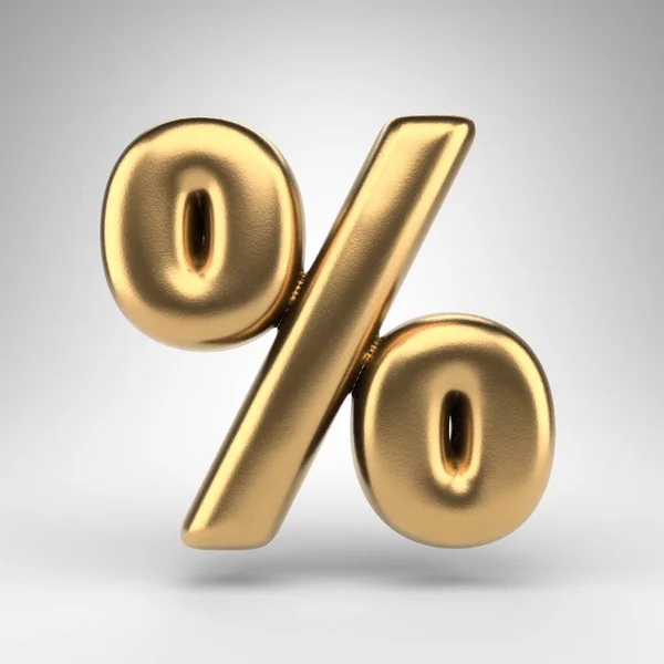 Percent symbol on white background. Golden 3D sign with gloss metal texture. Immagine Stock