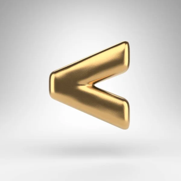 Less than symbol on white background. Golden 3D sign with gloss metal texture. Immagine Stock