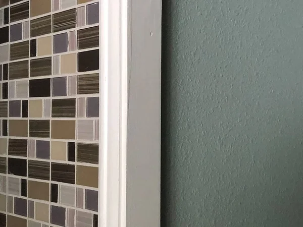 Πλακάκια Μπάνιο Τοίχο Closeup Εσωτερικό Του Σπιτιού — Φωτογραφία Αρχείου