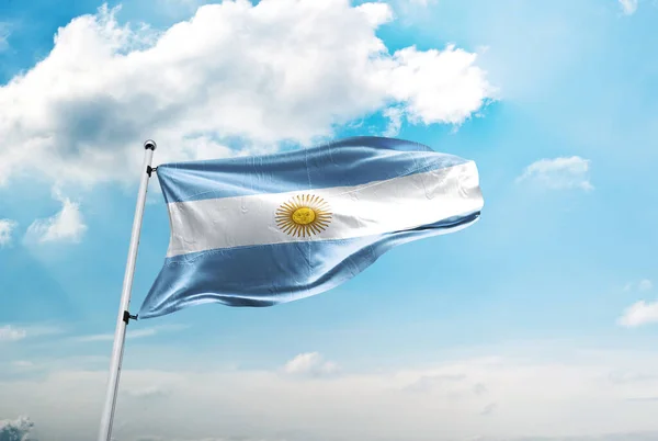 Bandera Argentina Cielo Azul — Foto de Stock