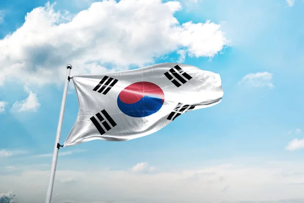 Bandera Corea Del Sur Cielo Azul — Foto de Stock