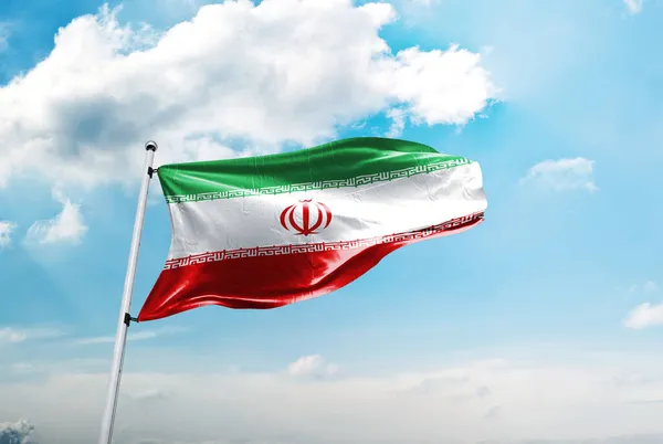 Iranian Flag Blue Sky — Stock Photo, Image