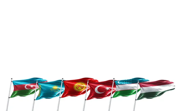 Türk Teskilati Türk Konseyi Bayrak Tercüme Türk Ülkelerinin Organizasyonu Türk — Stok fotoğraf