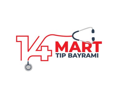 14 Mart bahşişli Bayrami. Tercümesi: 14 Mart Tıp Festivali. vektör tasarımı.