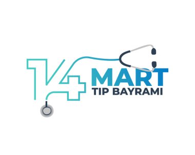 14 Mart bahşişli Bayrami. Tercümesi: 14 Mart Tıp Festivali. vektör tasarımı.