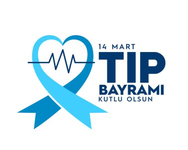 14 mart tp bayrami. Tercümesi: 14 Mart Tıp Festivali. vektör tasarımı.