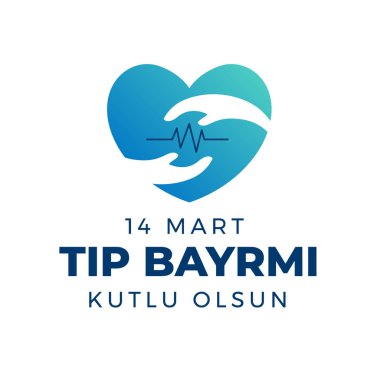 14 Mart bahşişli Bayrami. Tercümesi: 14 Mart Tıp Festivali. vektör tasarımı.