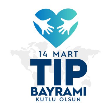 14 Mart bahşişli Bayrami. Tercümesi: 14 Mart Tıp Festivali. vektör tasarımı.