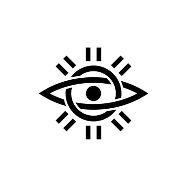 Güneş ve göz hiyeroglifleri ve logo tasarımı, vektör.