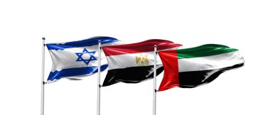 İsrail, Mısır ve Birleşik Arap Emirlikleri (BAE) bayrakları, izole edilmiş