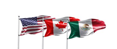 NAFTA Ülkeleri, Amerika, Kanada Meksika Bayrakları