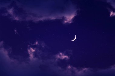 Gökyüzü yıldızları ve ay, İslami gece.