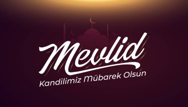 Mevsimlid kandilimiz mubarek olsun. Mevlid Kandili. İslami kutsal gece vektörü