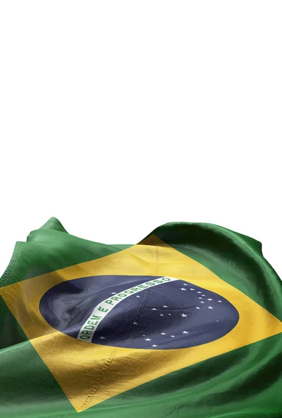 Brazil Zászló Kék Felhőben Égen Függőleges Brazil Lobogó — Stock Fotó