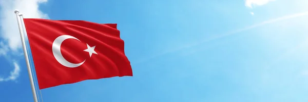 Bendera Kalkun Langit Biru Spanduk Panorama Horisontal — Stok Foto