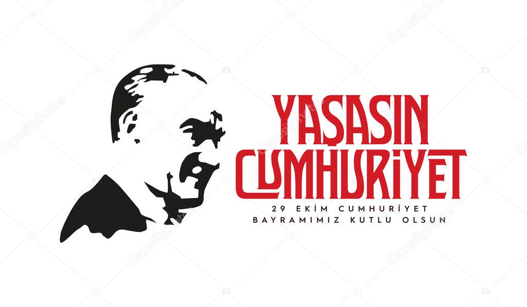 Yasasin cumhuriyet. 29 ekim cumhuriyet bayramimiz kutlu olsun. English: Long live the republic. Happy 29th October Republic Day.