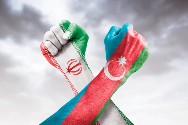 Iran Azerbaijan War Country Flags Punch — Stock Photo, Image