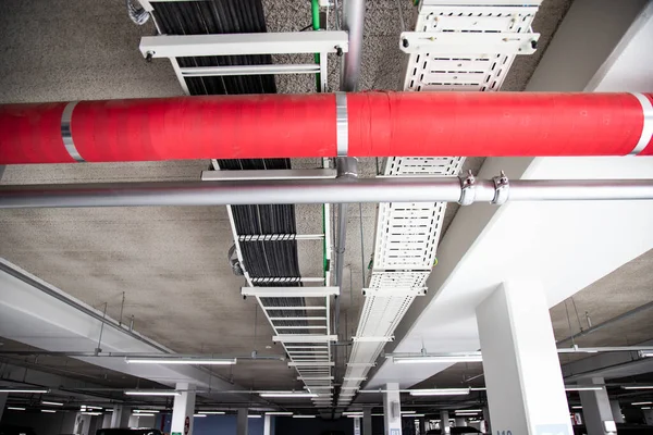 new interior and industrial plant. pipes on conveyor belt. modern technology concept