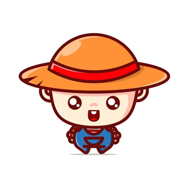 Leuke Boerderijfiguren Kawaii Ontwerpen — Stockvector