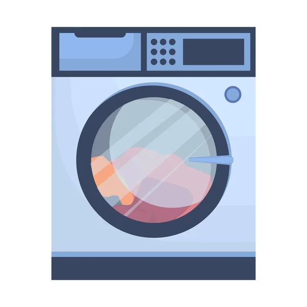 Vektorillustration einer automatischen Waschmaschine isoliert auf weißem Hintergrund. Hervorragende Waschmaschinentechnologie zum Waschen von Kleidung. Wäschekonzept, Sauberkeit und Ordnung — Stockvektor