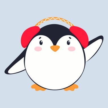 Mutlu Noeller ve mutlu yıllar. Penguenli çocuk çizimi. Kart, davetiye, baskı, parti paketi, kağıt işi, parti davetiyesi, dijital koleksiyon defteri için en iyi seçim