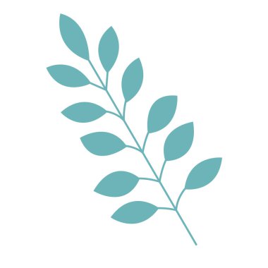 Beyaz arkaplanda yapraklı dalların vektör çizimi. Düz bir şekilde minimalist dal. Web tasarımı, tipografi ve logolar için çalışma tablosu çizimi.