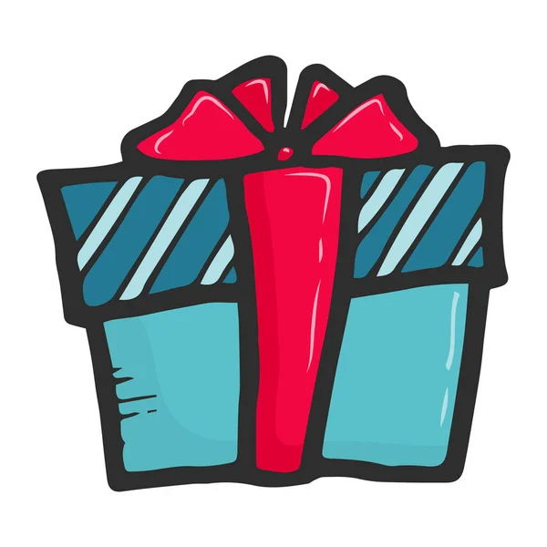 Coffret Cadeau Vectoriel Pour Les Vacances Cadeau Emballé Dessiné Main — Image vectorielle