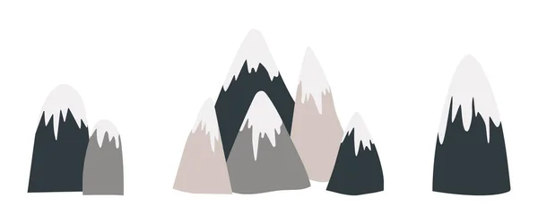 Набір Малюнків Гір Скандинавському Стилі Ізольованих Білому Тлі Гірський Пейзаж — стоковий вектор