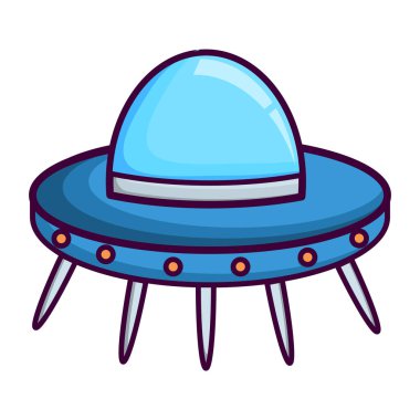 Uçan daire. Uzay elementleri Beyaz arka planda izole edilmiş UFO simgesi. Tasarımın için, logo. Vektör illüstrasyonu.