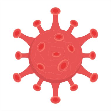 Beyaz arka planda bir virüsün vektör çizimi. Covid 19 virüs enfeksiyonunun renkli sembolü. Coronavirus 2019-nCoV veya SARS-CoV-2, COVID-19. Omicron. Coronavirus etiketini durdur