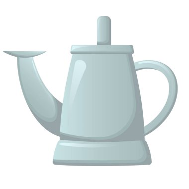 Metal bahçe sulama kutusu beyaz arka planda izole edilmiş düz bir tarzda. Bahçe için bir su bidonu temsili. Bahçe ve çiçek bakım araçlarının renkli çizimi.