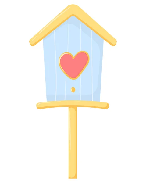 Wektor Cute Birdhouse Sercem Izolowane Białym Tle Element Walentynkowy Narysowany — Wektor stockowy