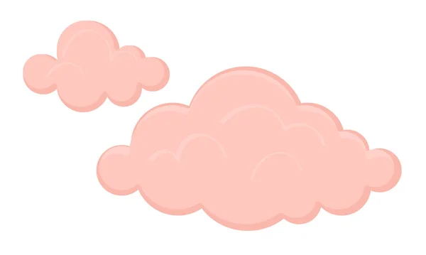 Vektorfelhők Elszigetelve Fehér Háttérrel Aranyos Rózsaszín Felhők Lapos Stílusban Árnyék — Stock Vector