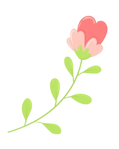 Векторна Квітка Формі Серця Сприг Ізольований Білому Тлі Квіткові Елементи — стоковий вектор